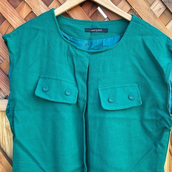 May Queen Vintage Dress Emerald Green 100% Wool St. Patricks Day - Picture 7 of 9